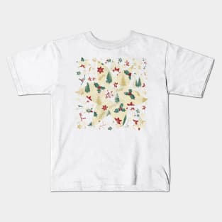 Christmas Retro Floral Pattern Kids T-Shirt